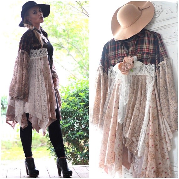 Stevie Nicks style coat Bohemian lace duster by TrueRebelClothing
