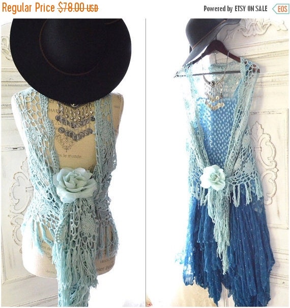 Fringe Crochet top, Bohemian turquoise gypsy vest, Modern Hippie chic ...