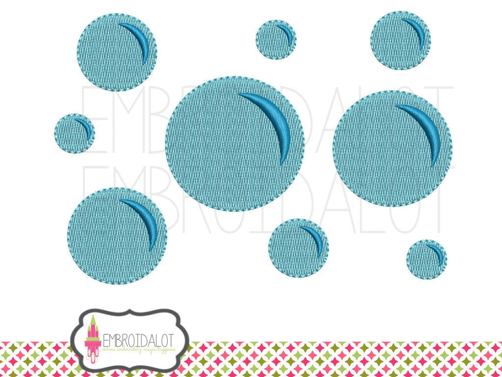 Bubble embroidery design. One bubble in 6 sizes. Cute bubble embroidery design. Bath time