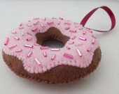 Strawberry Iced Chocolate Donut / Doughnut - Christmas Ornament