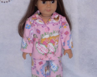 PRINCESSES Flannel Pajamas - American Girl Doll/18 inch Doll FREE SHIPPING