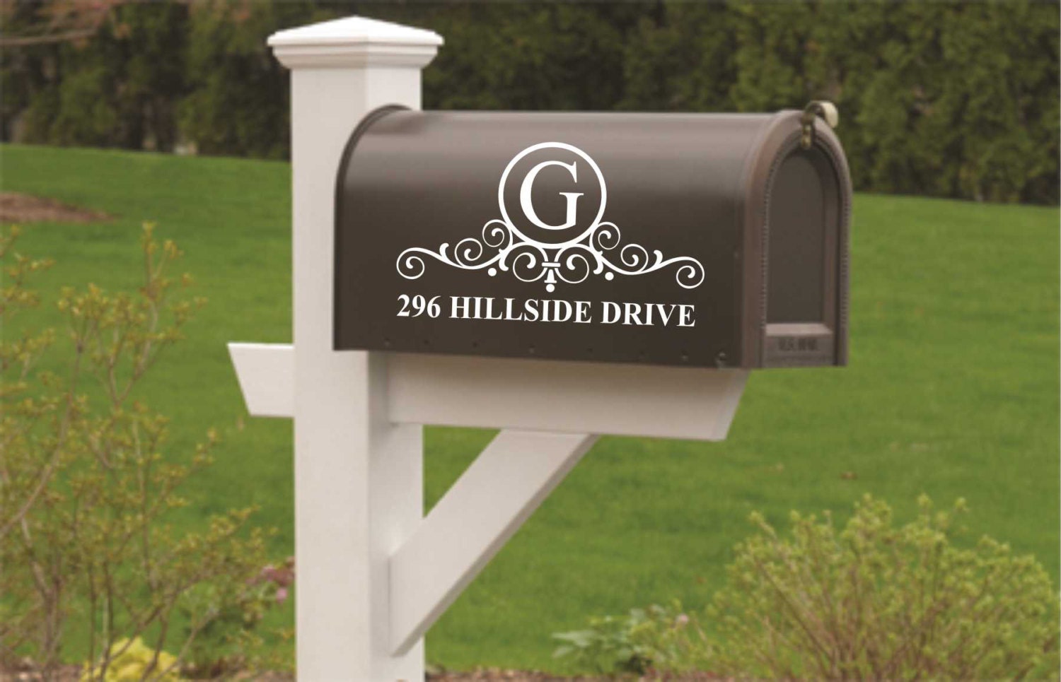 Download Mail Box Decal Door Sign Scroll Monogram Mailbox Sign