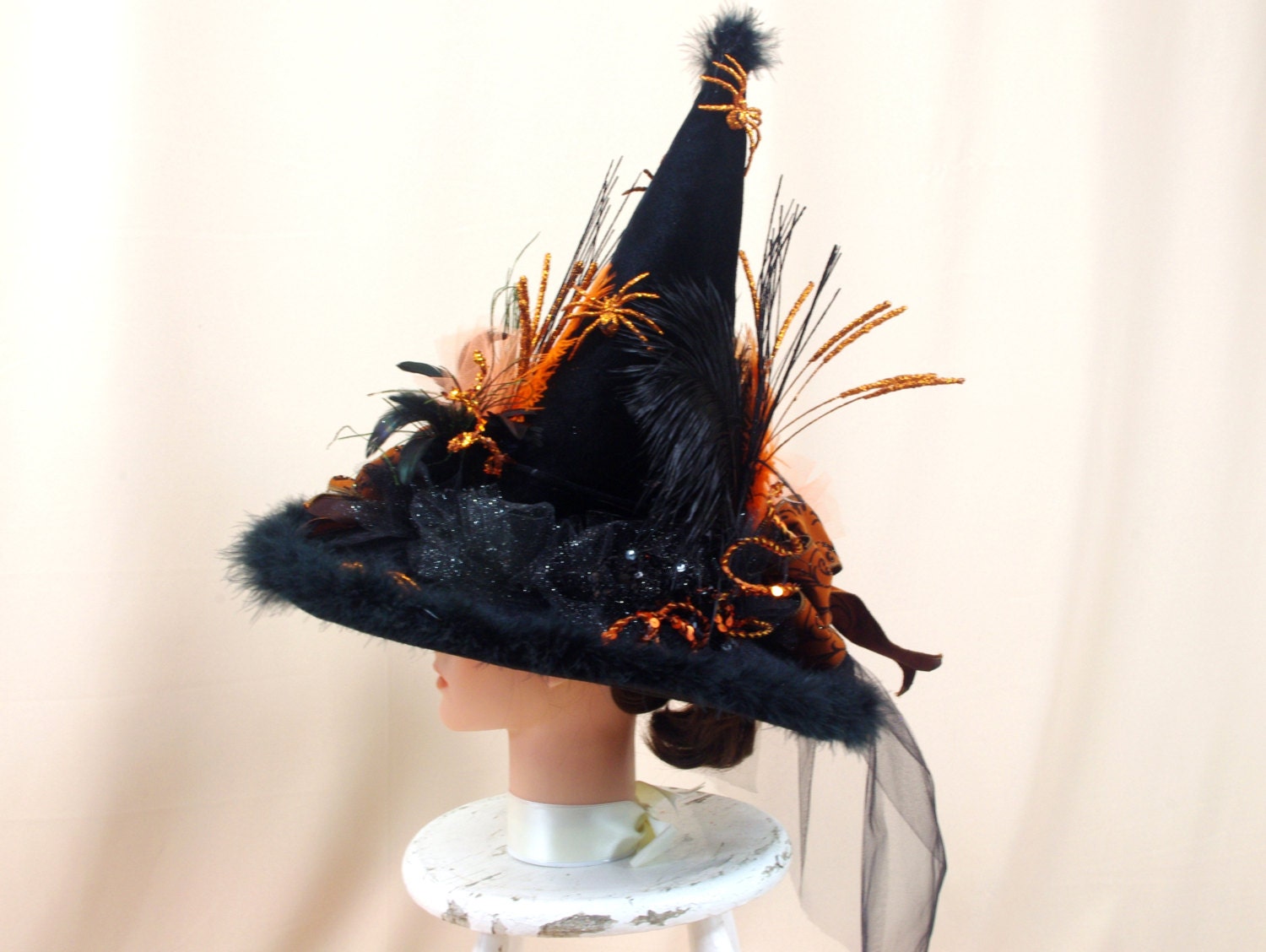 Orange And Black Witch Hat Halloween Costume Halloween