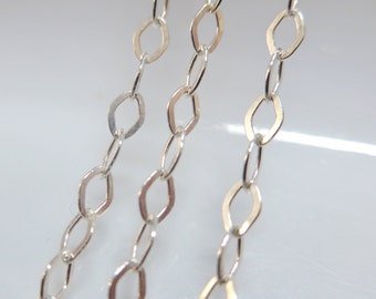 Hammered Flat 925 Sterling Silver Diamond Cable Designer Chain, 2 ft - 24 inches, 3.6x2.6mm