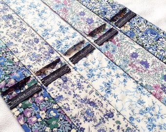 Wedding Set of 5 Blue Floral Men's Ties, Groomsmen Ties, Mismatched Wedding Ties