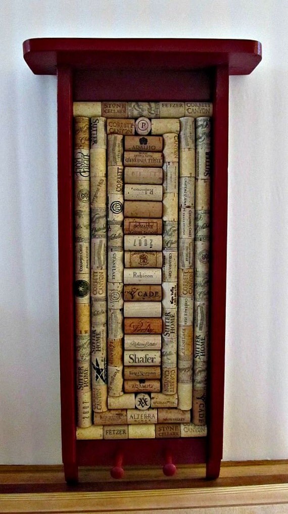 Wine Cork Board / Shelf Upcycled Repurposed Wood Kitchen