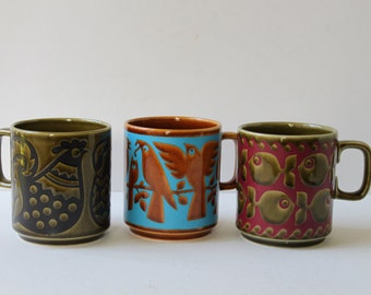 Vintage Mid Century Modern Collectible Hornsea Mug, John Clappison, Bird