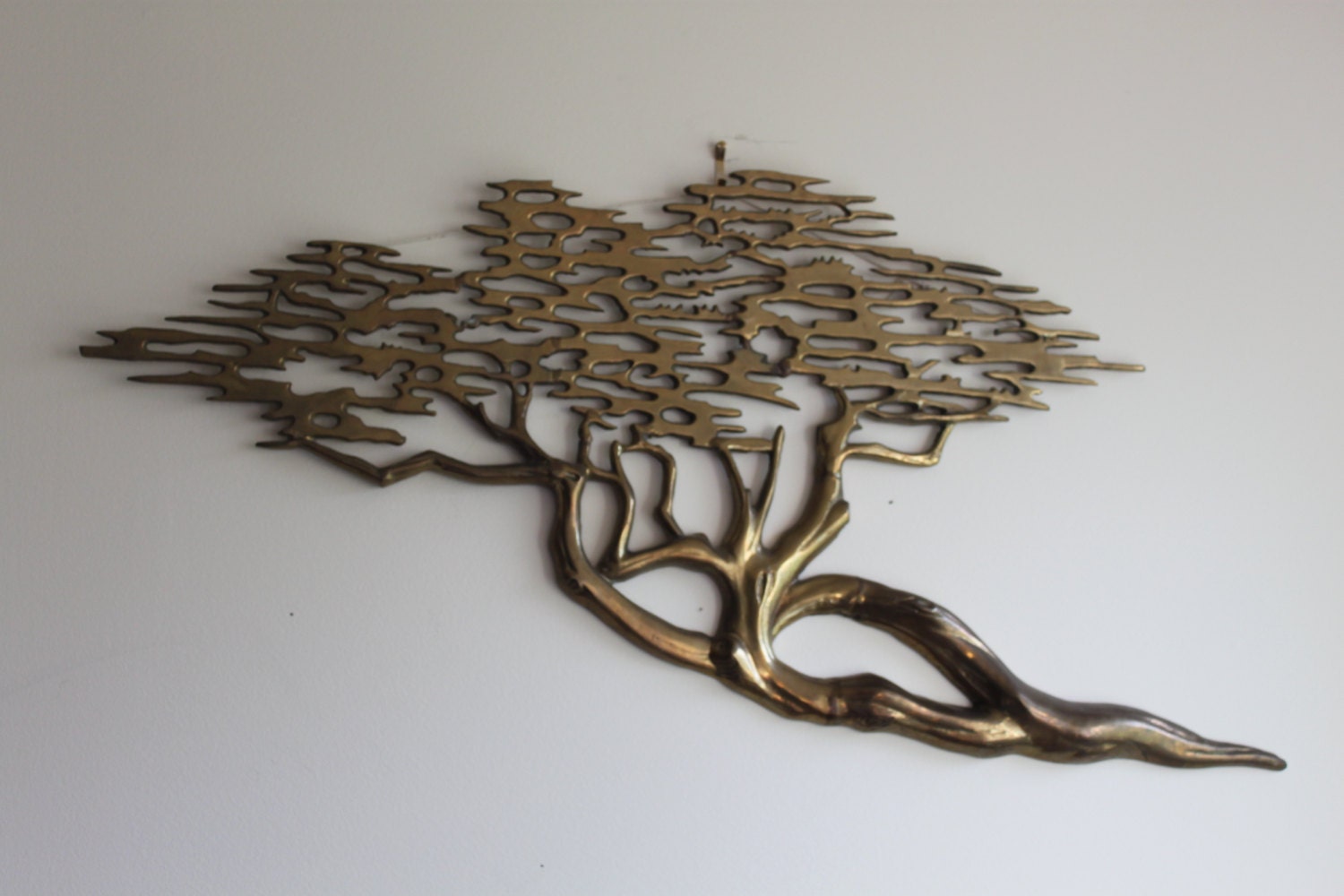 Vintage Mid Century Modern Metal Wall Art Brass Tree Asian