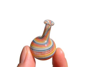 Rainbow Stripes Miniature Bottle, Hand Blown Glass