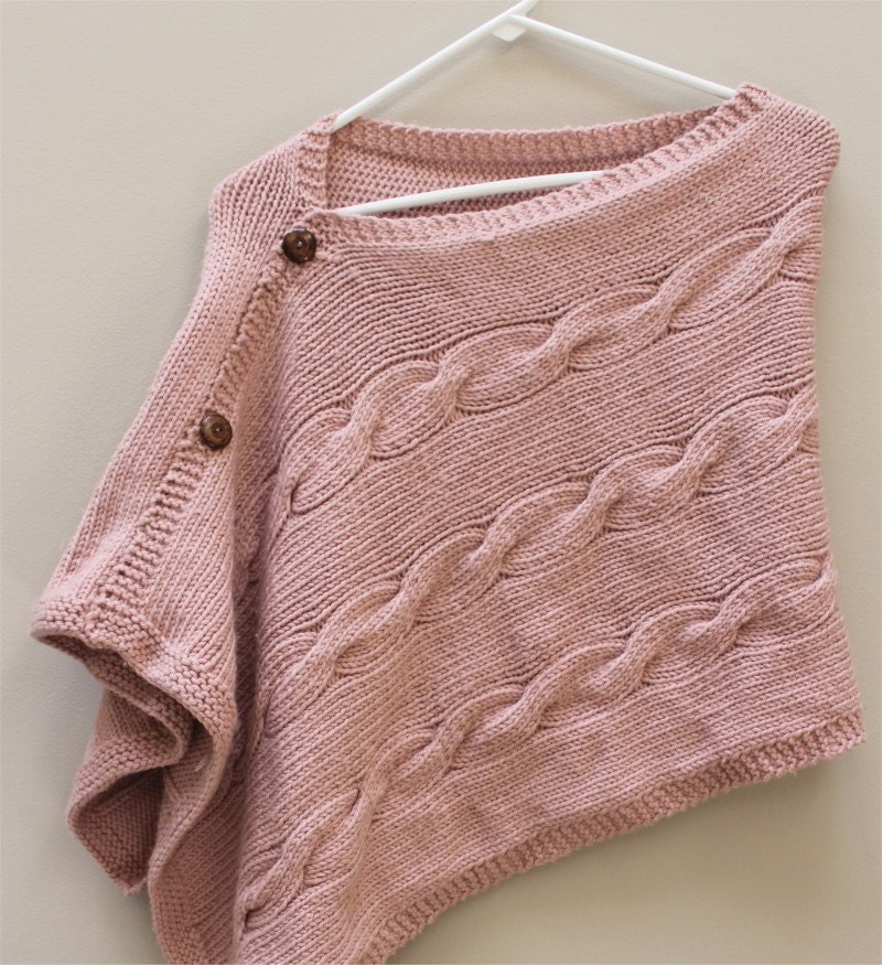 Knitting PATTERN Cabled Poncho PDF knitting pattern