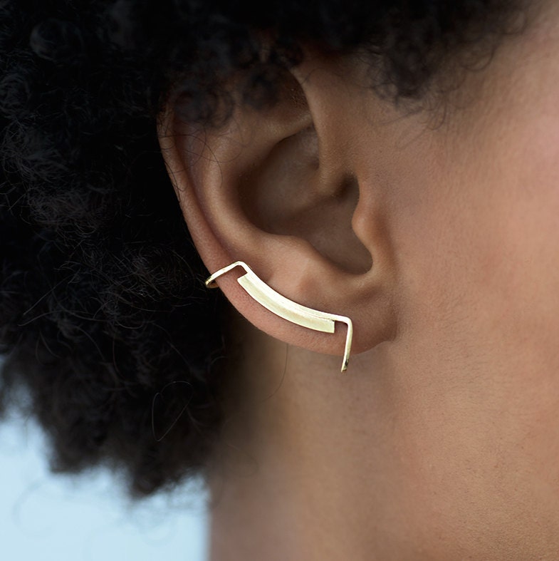 Line and Surface Ear Cuff. Minimalist Ear Cuff. Ear Bar. Ear