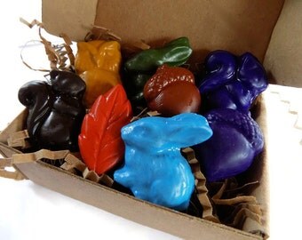 CRAYONS, Natural Eco Friendly Handmade Woodland Animal Forest Soy Crayons, Gift for Kids, Kids Gift, Eco Gift, Party Favor, Birthday