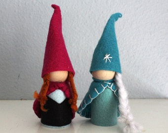 Waldorf Inspired Elsa and Anna Frozen Gnome Dolls Frozen Valentine