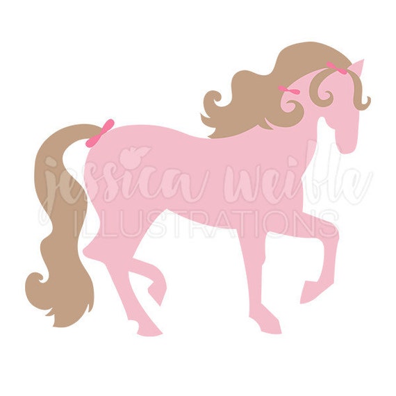 Pretty Pink Pony Cute Digital Clipart, Girls Pink Horse Clip art, Horse Graphics, Pony Illustration, #1591 Il_570xn