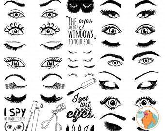 Eye ClipArt Images, Eyelashes Graphic Design, Trendy Woman Beauty Graphics, Makeup Clip Art, Girl Power Digital Images, Instant Download