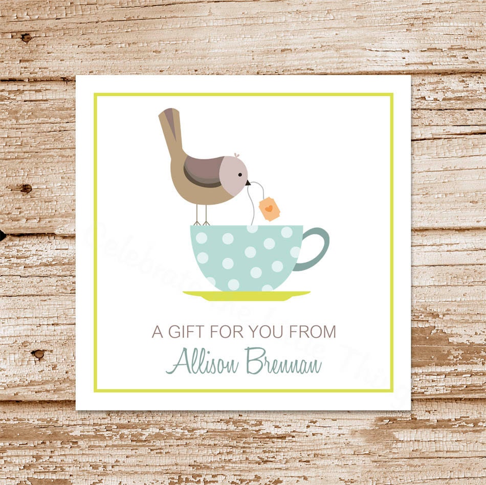 printable personalized tea cup gift tags TEA by CelebrateLilThings