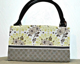 Two Tone Gray, Yellow, White Floral Magnetic Bag Shell Cover