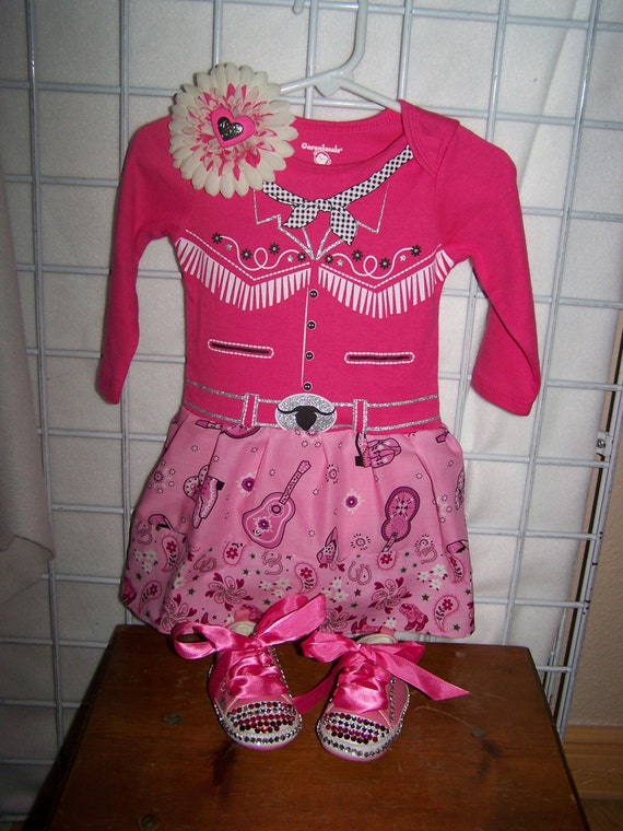 Cowgirl Baby Girl Pink Western Onesie Shirt Skirt TShirt Dress
