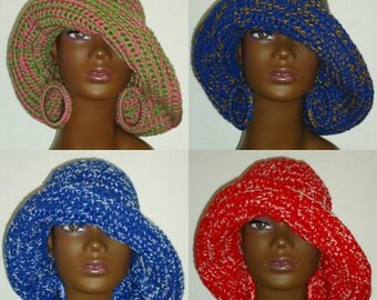 Sorority Crochet Floppy Wide Brimmed Hat and Earrings by RazondaLee Alpha Kappa Alpha, Sigma Gamma Rho, Delta Sigma Theta, Zeta Phi Beta
