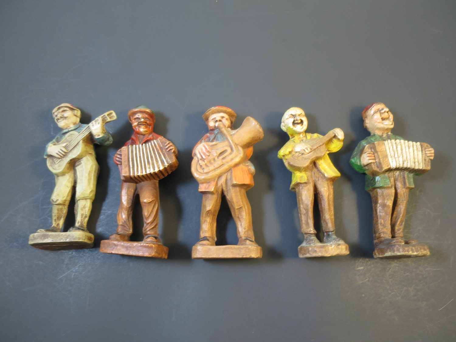 Vintage 5 Hobo Band Figurines Syroco Primitive Folk Art Rustic
