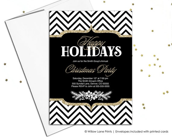 Chevron Black and White Invite