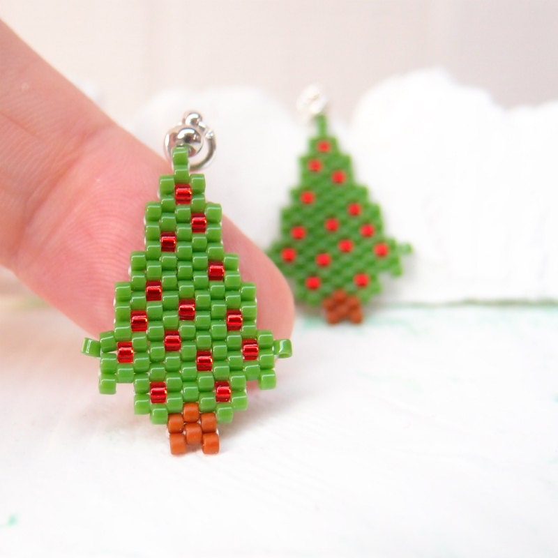 beaded christmas tree pendant peyote stitch handmade charm beaded christmas tree pendant peyote stitch handmade charm