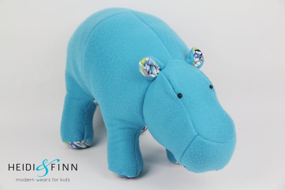 stuffed blue hippo