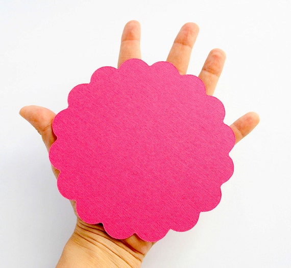 16 Big Scalloped Circle for banner (5.0 inches) Scalloped Circles inTextured Cardstock A103 Il_570xn