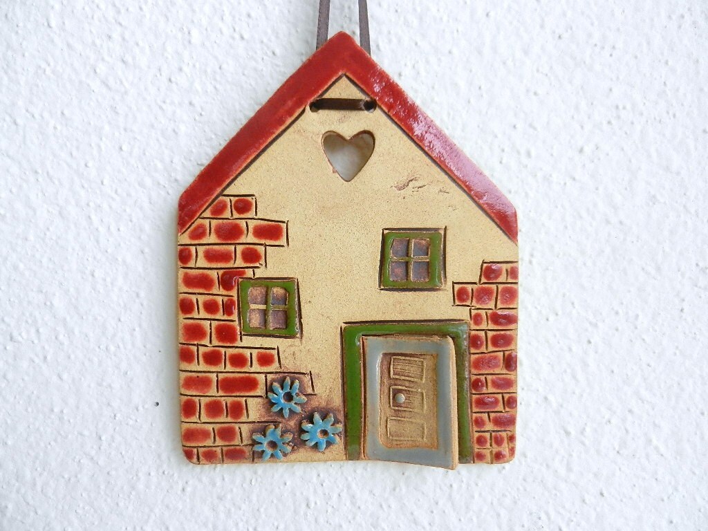 Ceramic house wall hanging clay housepottery by potteryhearts