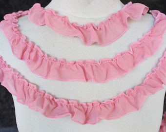 Cute ruffled chiffon trim pink color 2 yards listing