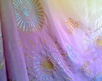 Pink Yellow Orange Silk Belly dance Veil or yardage