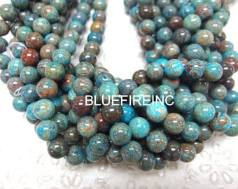 48 Natural Blue Sky Jasper Smooth Round Beads 8mm