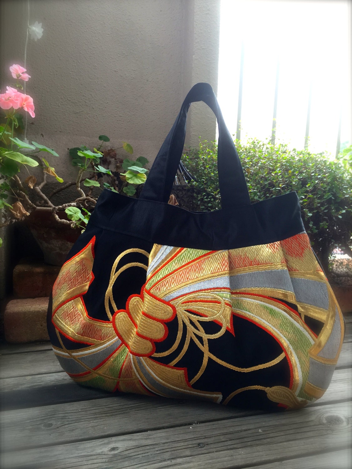 OBi / Kimono / Bag / BK786 Gorgeous Pattern Pleated Tote Bag