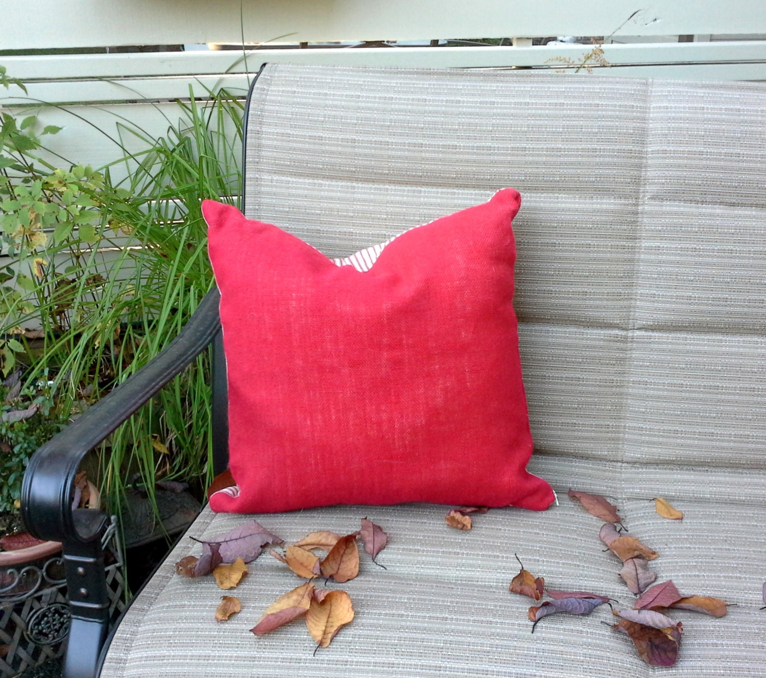 Decorator Pillow cover made with burlap and by jensdreamdecor