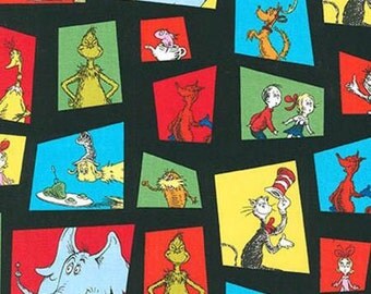 Robert Kaufman Black Dr Seuss Celebrate Suess Fabric 1 yard