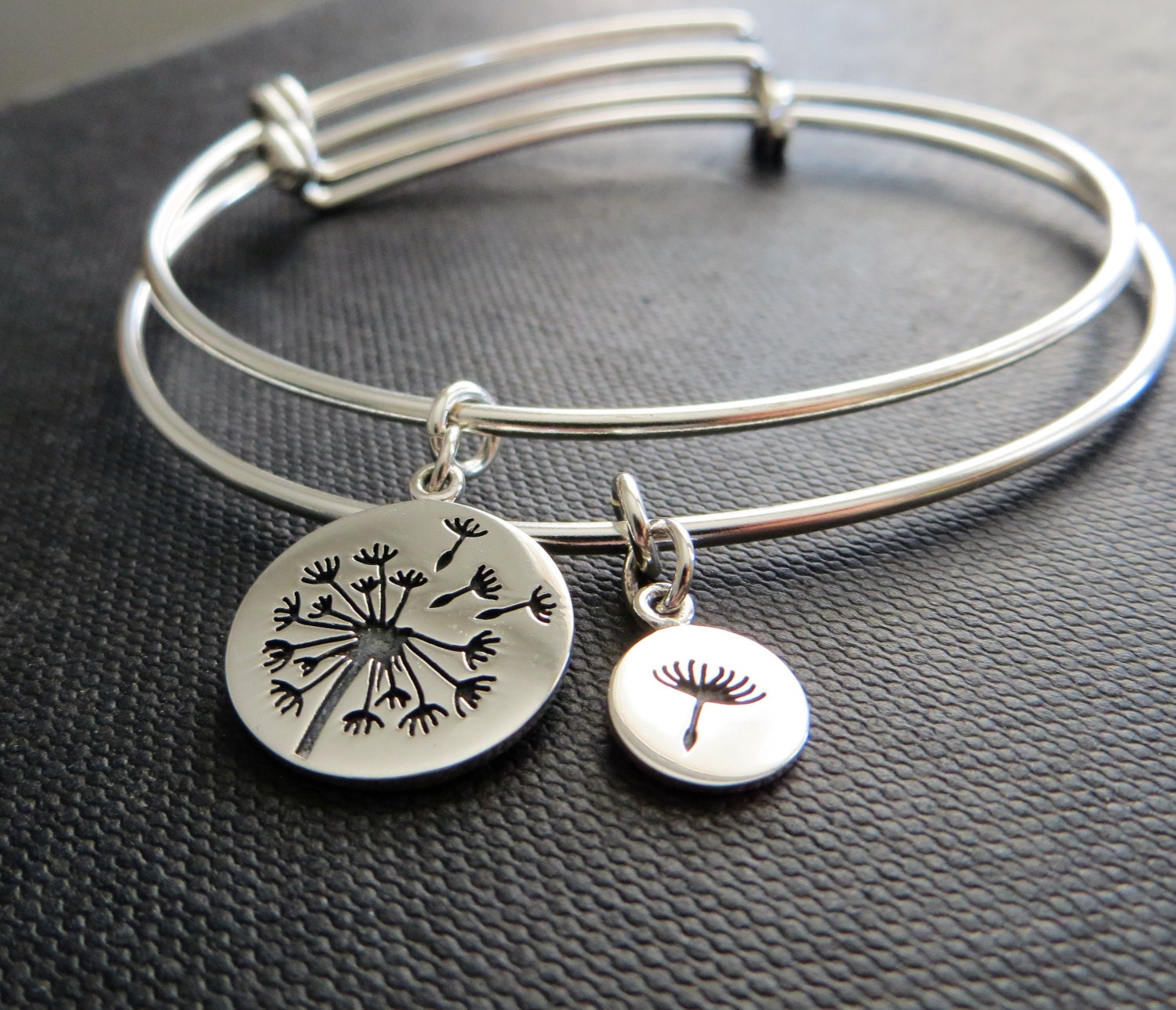 mother daughter bangle bracelet dandelion charm mother of