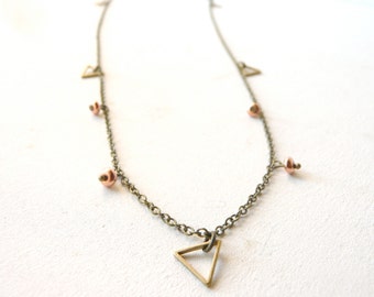Triangles necklace with cooper beads ( bobo, gypsy caravan ) 02