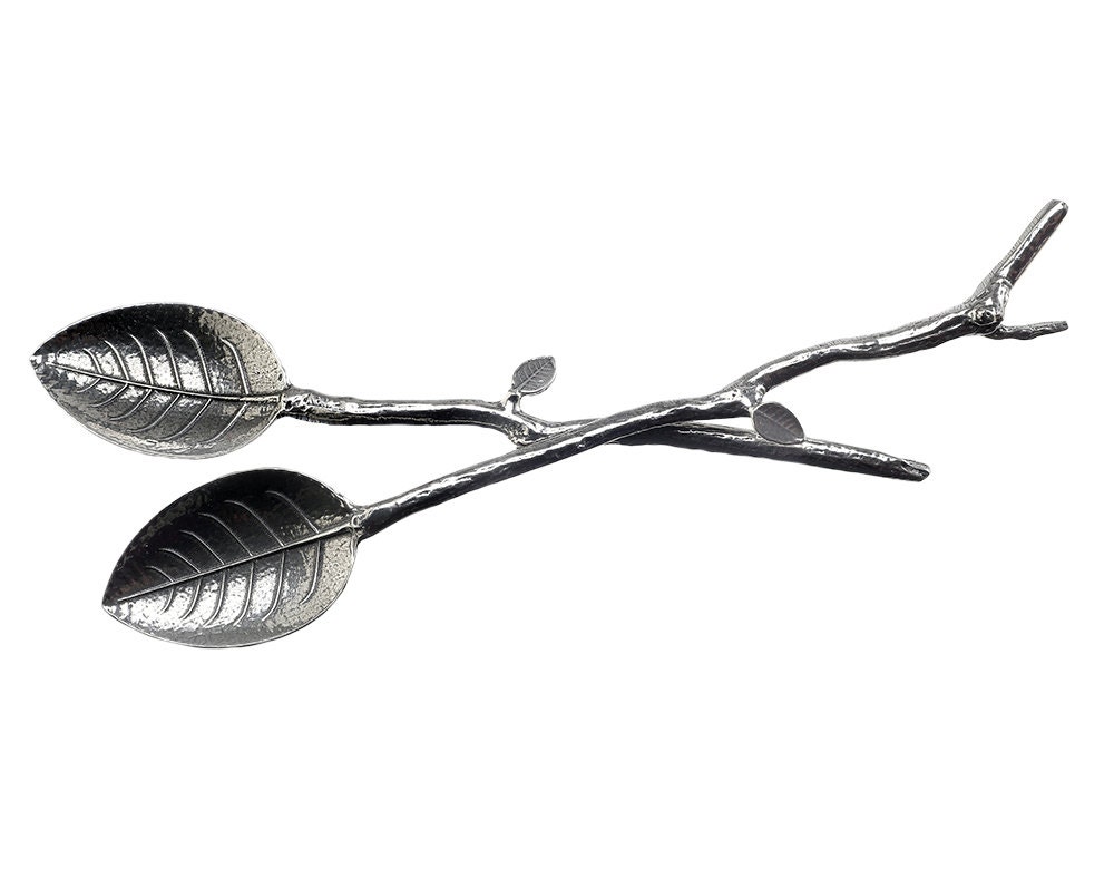 Pewter Leaf Spoon Pair of Leaf Spoons by Crosby by CrosbyandTaylor