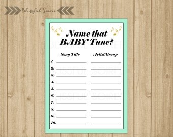 Name that Baby Tune | Printable Baby Shower Game | Mint Baby Shower Game | Guess that Song | Baby Shower Song Game