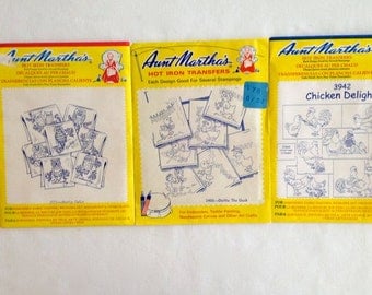 Aunt Martha's Hot Iron Transfers - 3 packages – Hooty Owls, Chicken Delight, Dottie the Duck