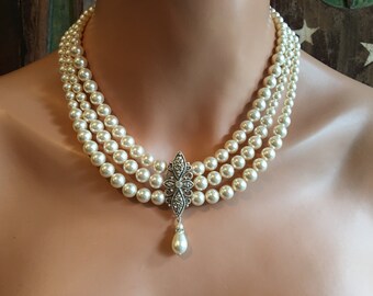 Statement Pearl Necklace with Brooch 4 by AlexiBlackwellBridal