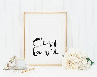 C'est la Vie Print, French Quote, French Decor, Paris Poster, French, Typographic Prints, Paris Decor, French Print, Cest la Vie Poster