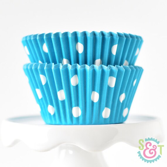 Dot Aqua BakeBright GREASEPROOF Baking Cups Cupcake Liners | ~30 Il_570xn