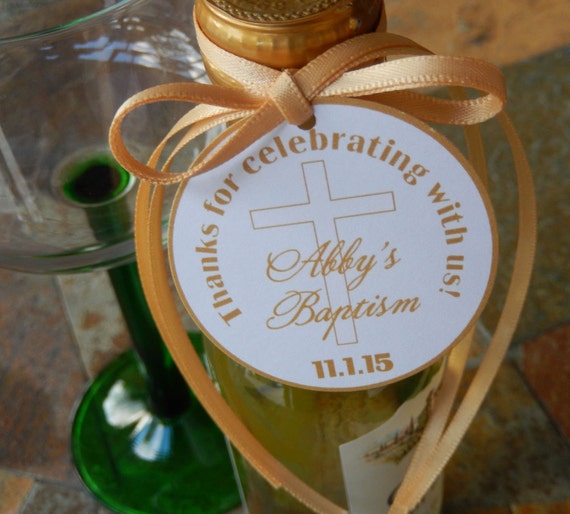 Baptism Christening Baby Dedication Custom Thank You Tags - For Cake Pops - Mini Wine Bottles - Cookies - Favors - (50) 2" Printed Tags Il_570xn