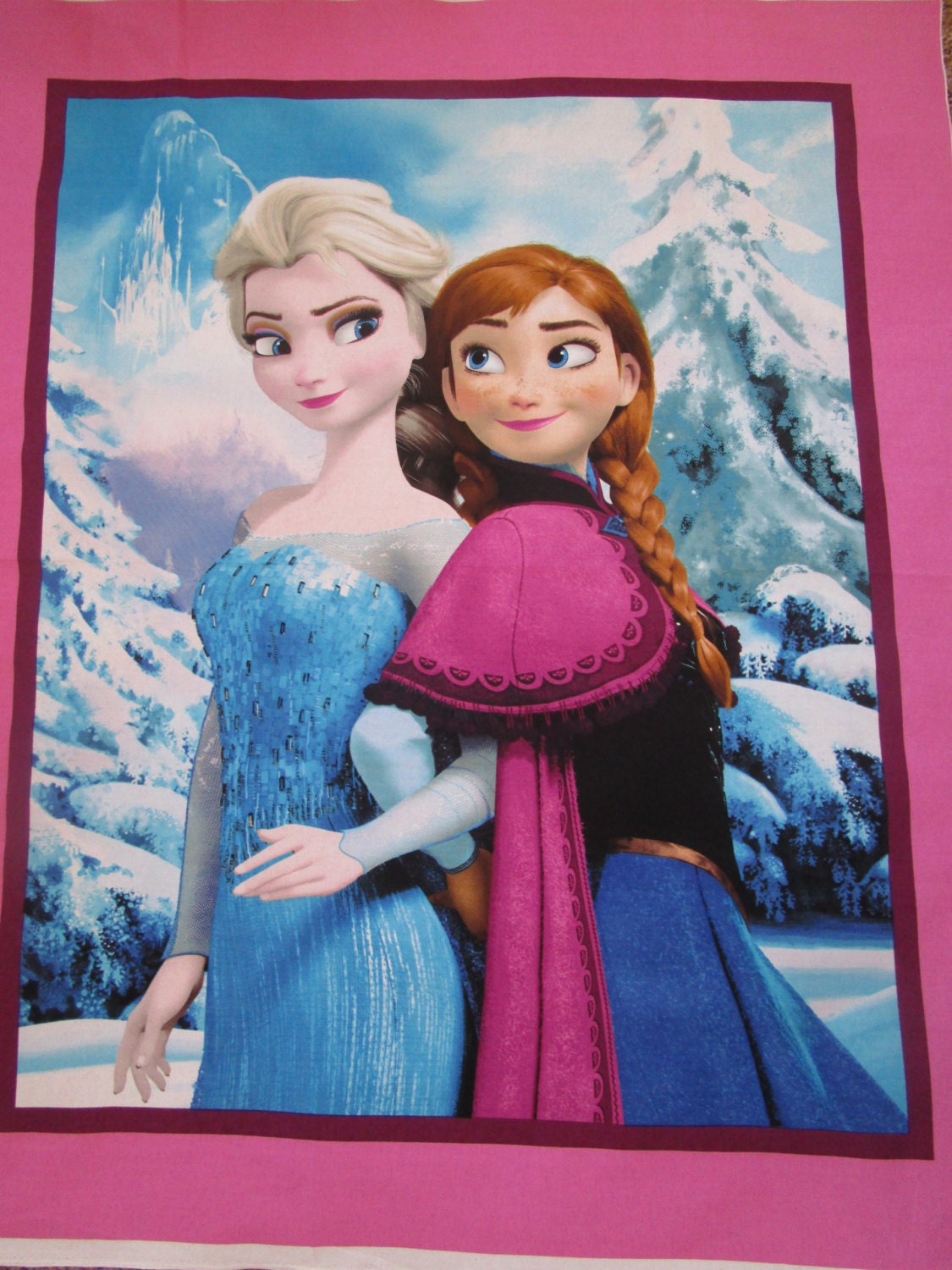 Anna & Elsa fabric panel Girls Frozen fabric by babyquiltzone
