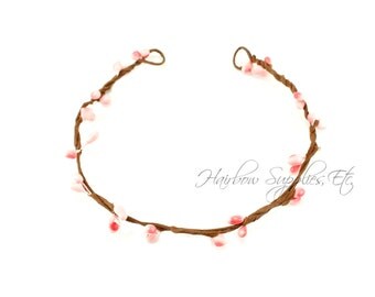Light Pink Beaded Twig Crown Wreath - DIY Flower Crown, Wedding Flower Crown, Floral Halo, Bridal Crown, Newborn Halo, Wedding Halo