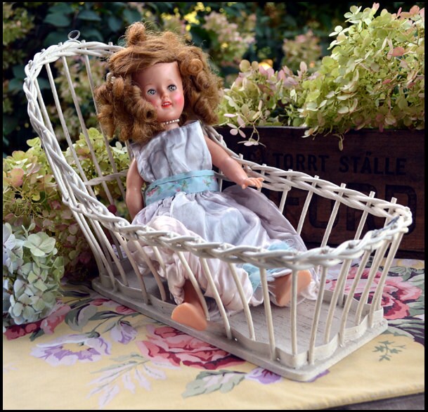 wicker doll bed