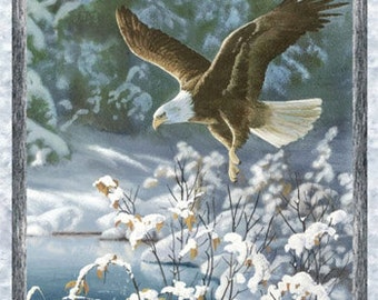 Wilmington Winter Whispers Eagle 30x43 Panel Michelle Mara Collection, Free Shipping