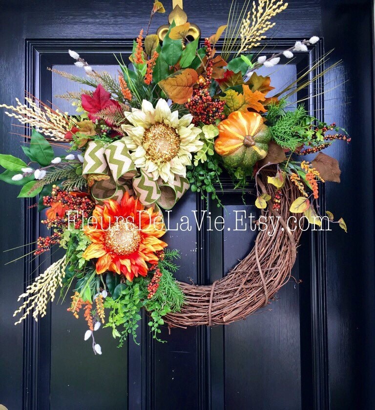 Seasonal Door Wreaths Fall Wreaths Front Door By Fleursdelavie