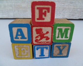 7 Alphabet Wood Block Letters